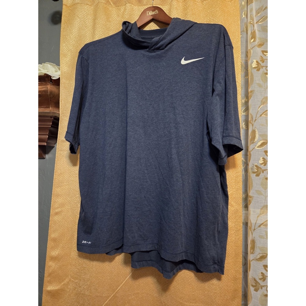Nike Dri-FIT men's blue hooded short sleeve athletic fit T-shirt 2XL